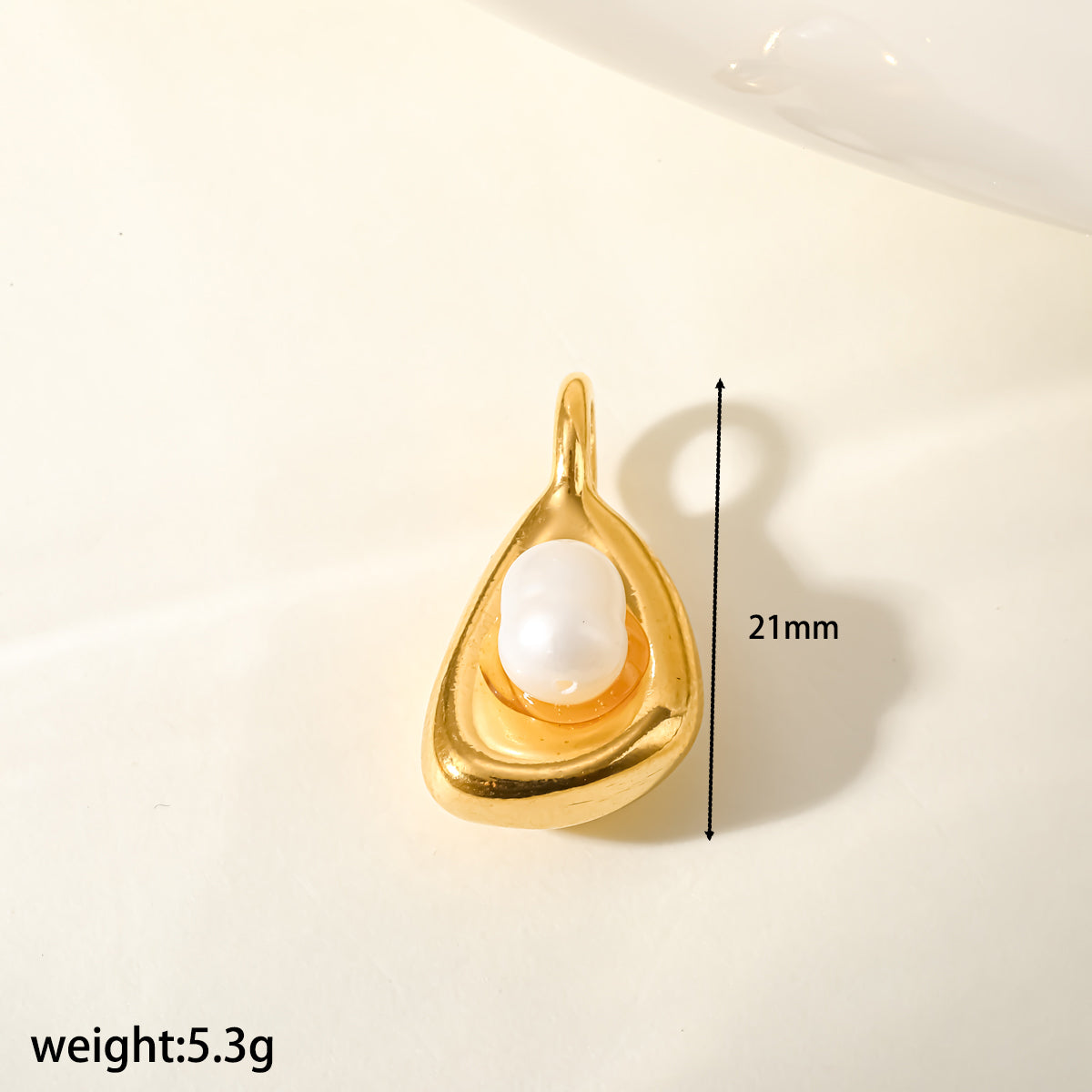 Star Pendant In 304 Stainless Steel With 18K Real Gold Plated PVD Coating 0.03µm Featuring Artificial Pearl, 1 PCS Package