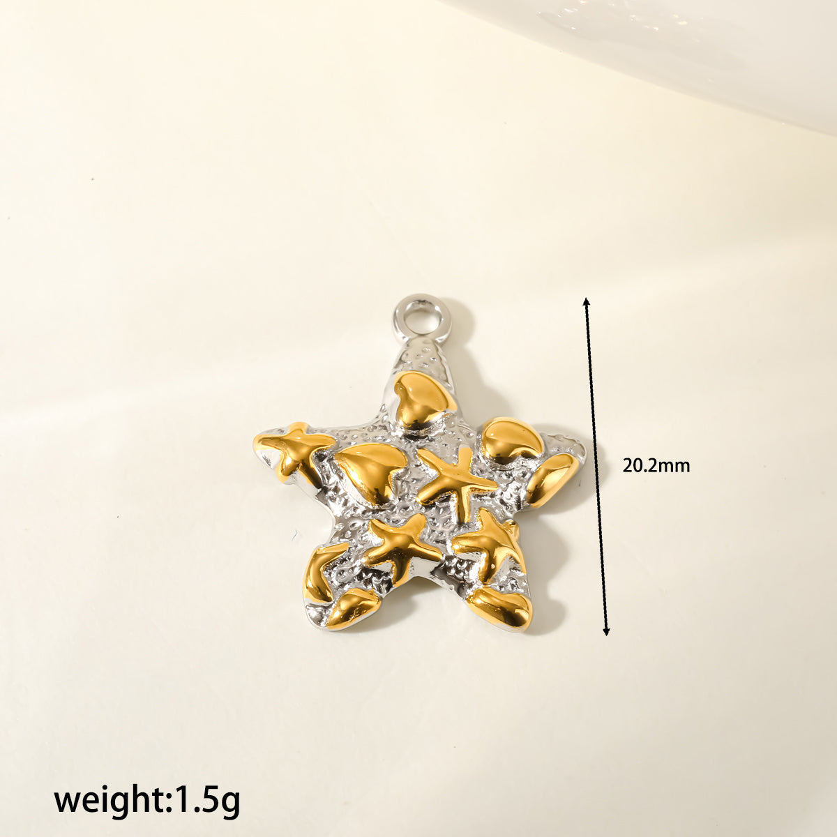 Star Pendant In 304 Stainless Steel With 18K Real Gold Plated PVD Coating 0.03µm Featuring Artificial Pearl, 1 PCS Package