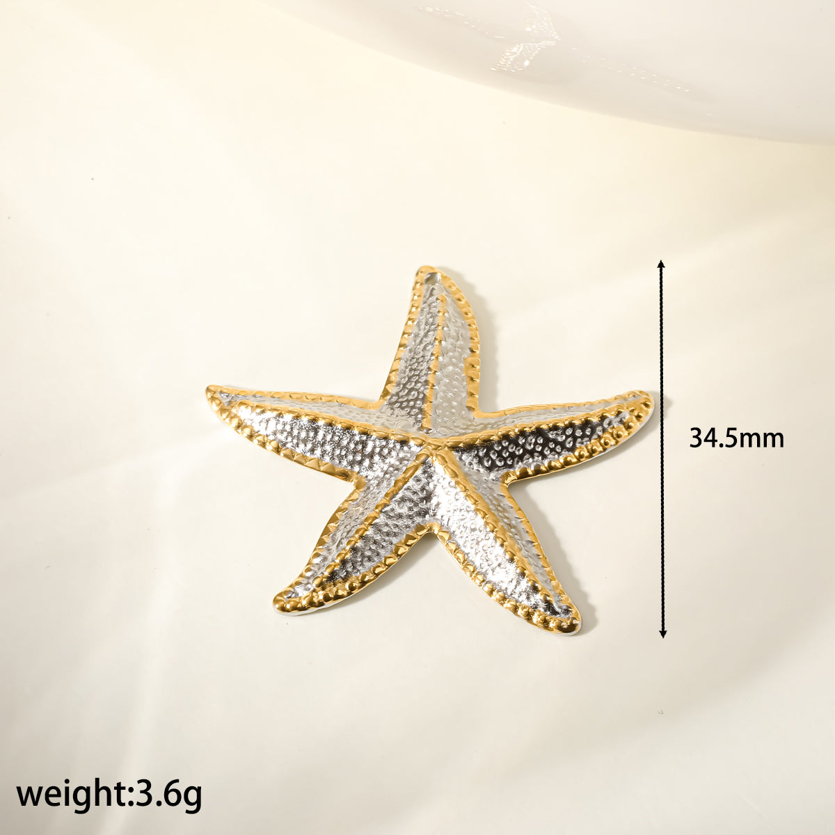 Star Pendant In 304 Stainless Steel With 18K Real Gold Plated PVD Coating 0.03µm Featuring Artificial Pearl, 1 PCS Package