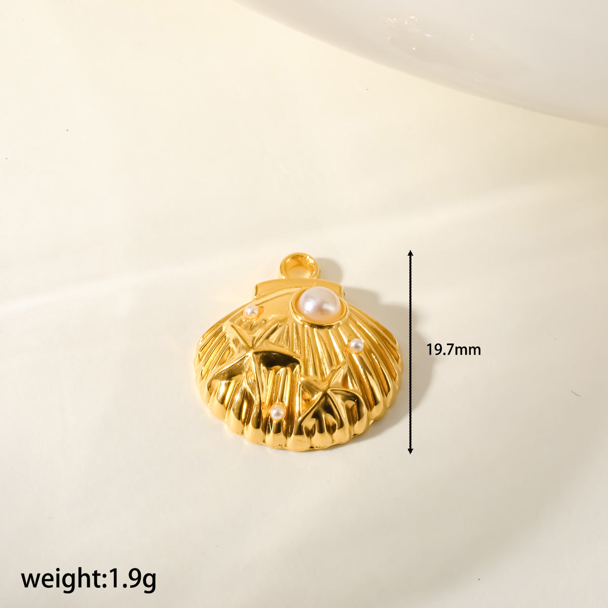 Star Pendant In 304 Stainless Steel With 18K Real Gold Plated PVD Coating 0.03µm Featuring Artificial Pearl, 1 PCS Package