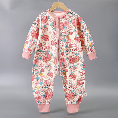 Cartoon Cotton Sleep Sack For Boys, Moisture Wicking Baby Romper Suitable For Spring
