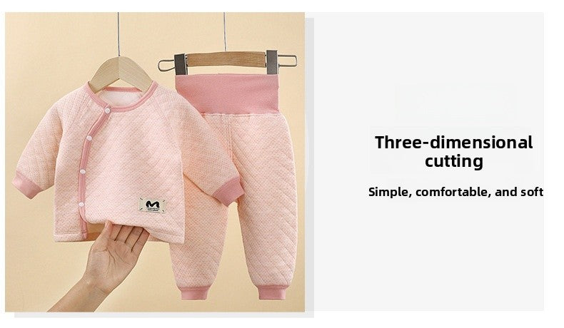 Solid Color Cotton Children's Underwear Set For Babies 0-2 Years, Warm And Comfortable For Sleeping, 1 Set