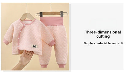 Solid Color Cotton Children's Underwear Set For Babies 0-2 Years, Warm And Comfortable For Sleeping, 1 Set