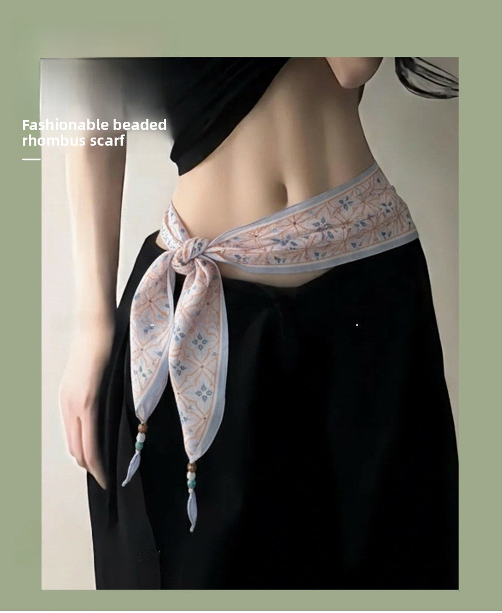 Lingge Original Design Silk Scarf In Natural Pink, Perfect For Spring
