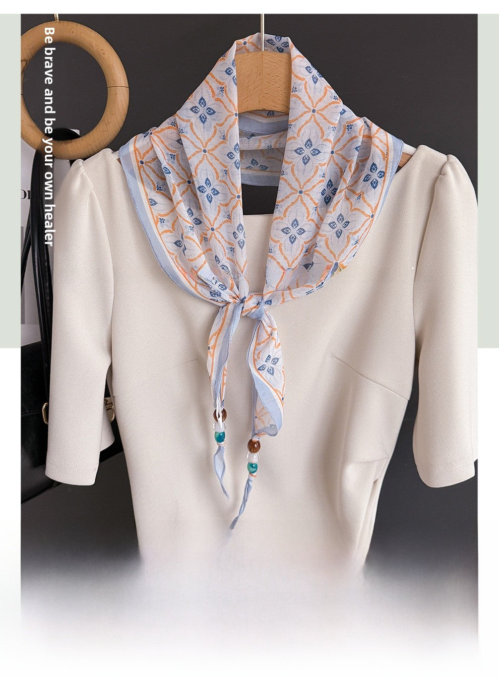 Lingge Original Design Silk Scarf In Natural Pink, Perfect For Spring