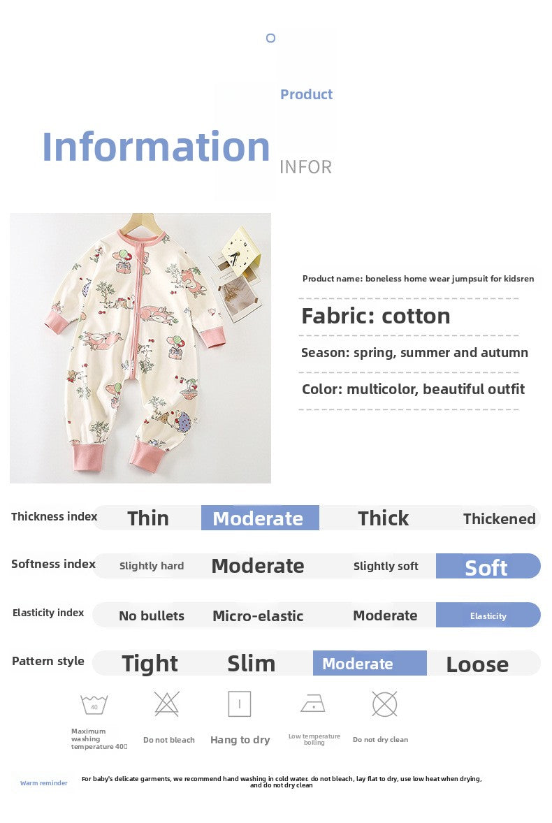 Cartoon Cotton Sleep Sack For Boys, Moisture Wicking Baby Romper Suitable For Spring