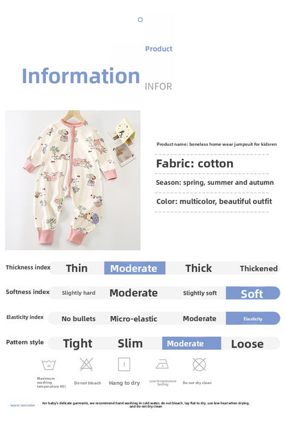 Cartoon Cotton Sleep Sack For Boys, Moisture Wicking Baby Romper Suitable For Spring