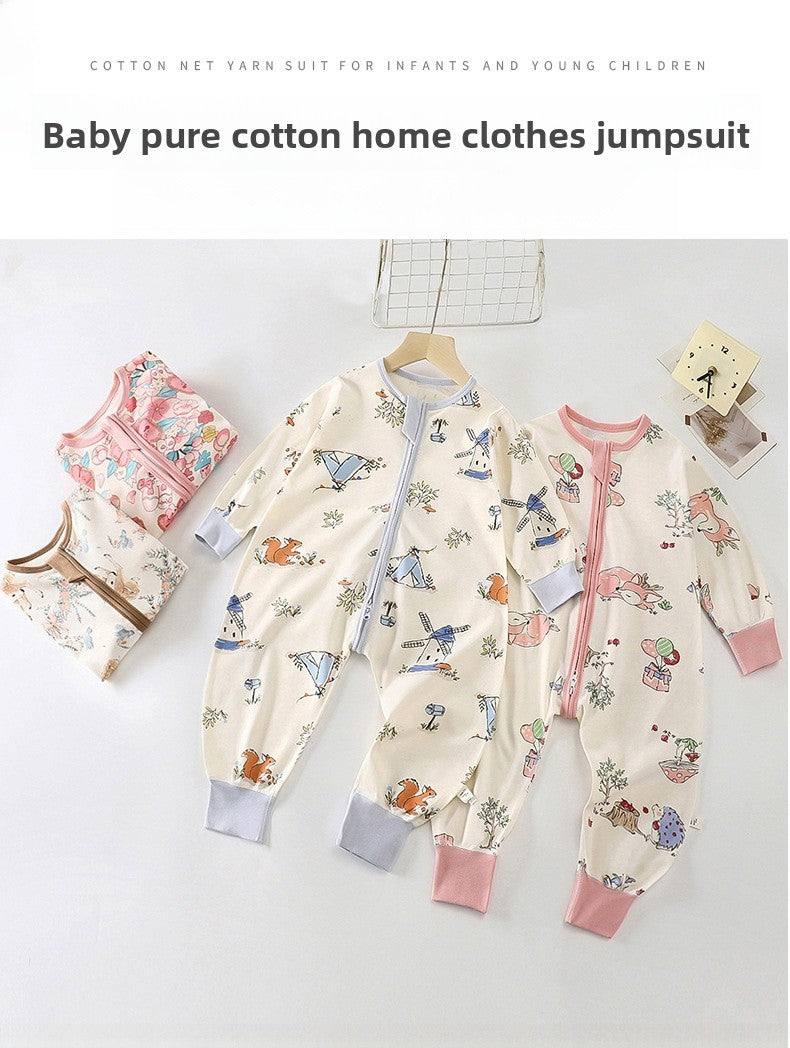 Cartoon Cotton Sleep Sack For Boys, Moisture Wicking Baby Romper Suitable For Spring