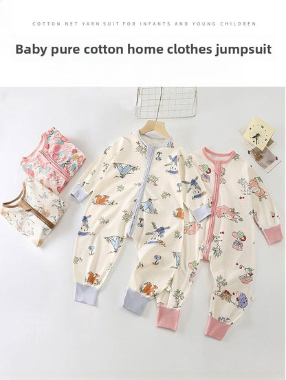 Cartoon Cotton Sleep Sack For Boys, Moisture Wicking Baby Romper Suitable For Spring