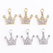 10 Gold and Silver Rhinestone Crown Alloy Pendants