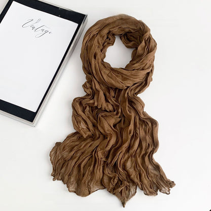 Solid Color Polyester Silk Scarf For Women, Suitable For All Seasons
