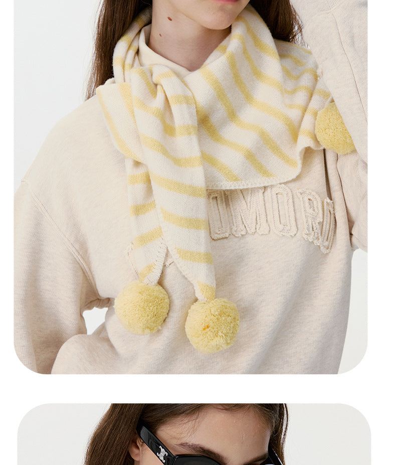 Women’s Stripe Triangle Scarf In Red Wool, Perfect For Autumn & Winter And Christmas Season