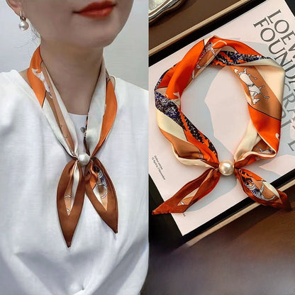 Women’s Satin Scarf Ring With Round Dots Pattern In Multicolor, Perfect For Spring Accessories