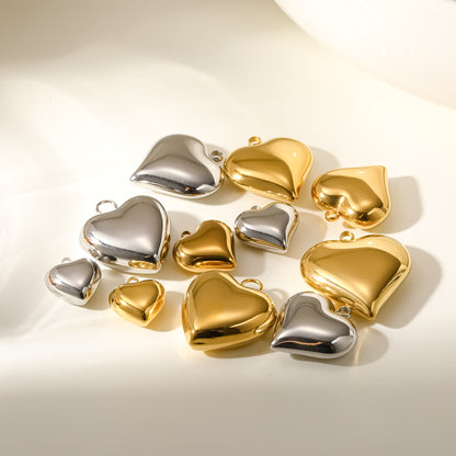 Heart Shape Pendant In 304 Stainless Steel With 0.03µm 18K Real Gold PVD Coated Electroplated Finish, 1 PCS Package