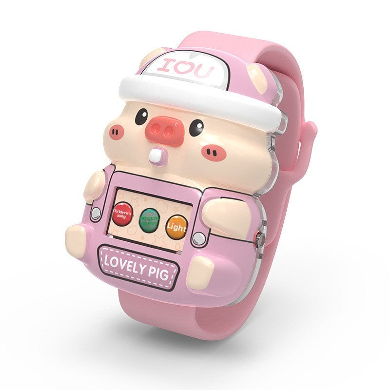 Cartoon LED Toys Made Of Durable Plastic In Natural Pink Color, Fun Electronic Toy For Kids