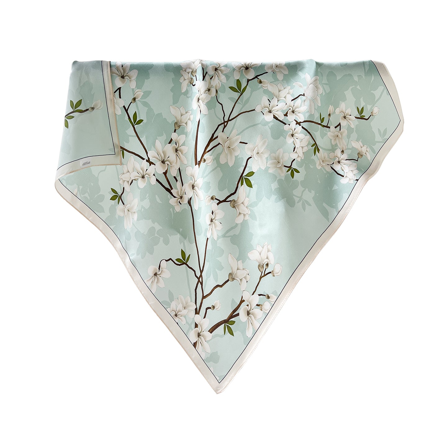 Casual Women’s Silk Scarf With Flowers Pattern In Green, Perfect For Spring