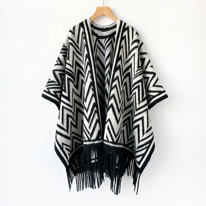 Women’s Lattice Shawl In Imitation Cashmere, Autumn Wear In Coffer Color