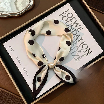 Women’s Satin Scarf Ring With Round Dots Pattern In Multicolor, Perfect For Spring Accessories