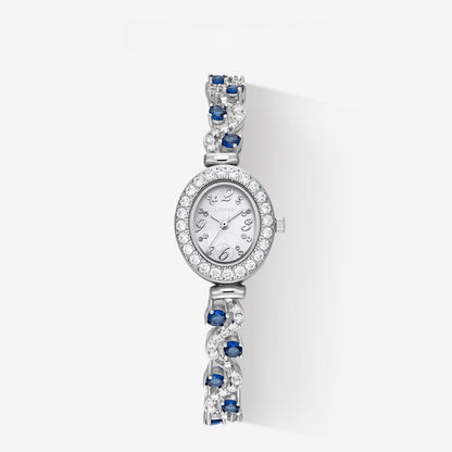 Women's Quartz Watch With Oval Dial, Metal Strap Featuring Jewelry Buckle And Tempered Glass Mirror