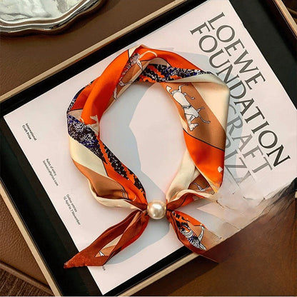 Women’s Satin Scarf Ring With Round Dots Pattern In Multicolor, Perfect For Spring Accessories
