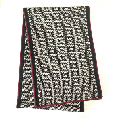 Men's Plaid Knit Scarf In Black & White, Perfect For Autumn And Winter
