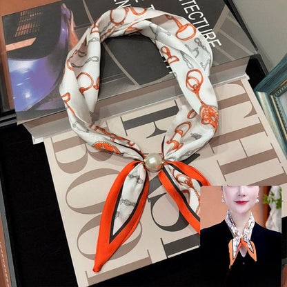 Women’s Satin Scarf Ring With Round Dots Pattern In Multicolor, Perfect For Spring Accessories