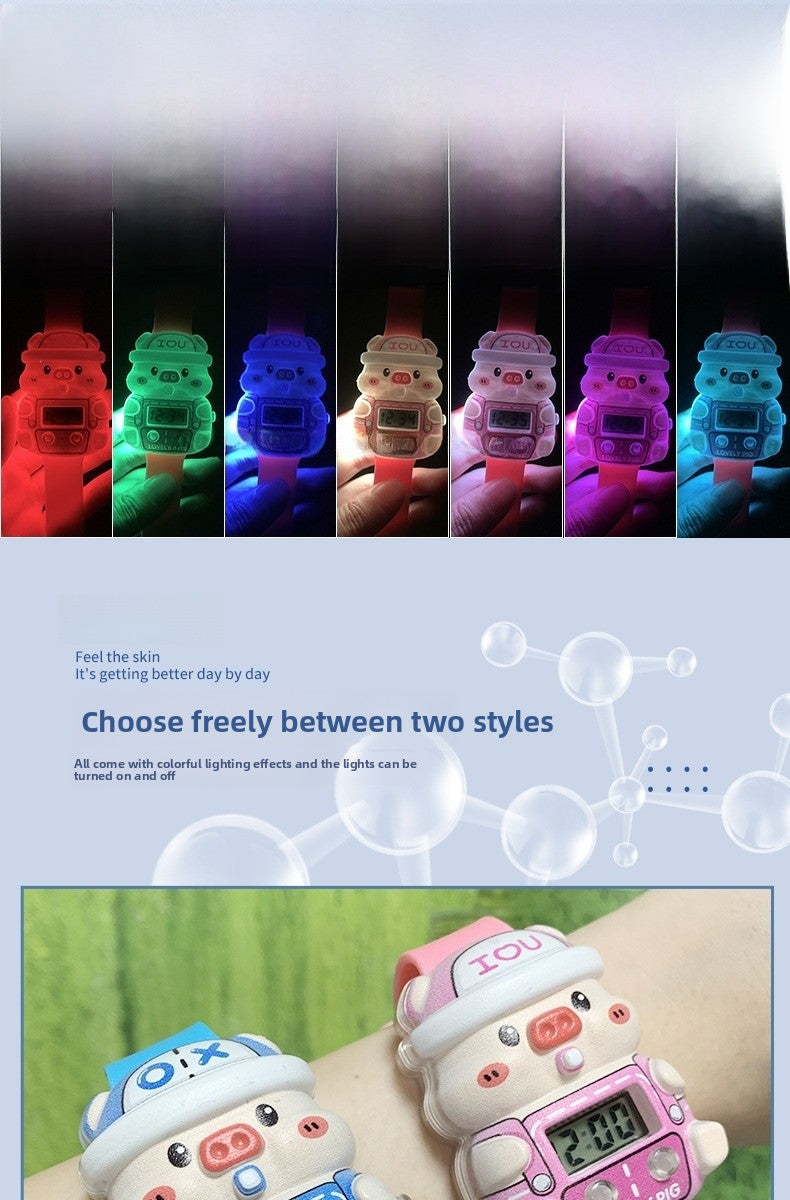Cartoon LED Toys Made Of Durable Plastic In Natural Pink Color, Fun Electronic Toy For Kids
