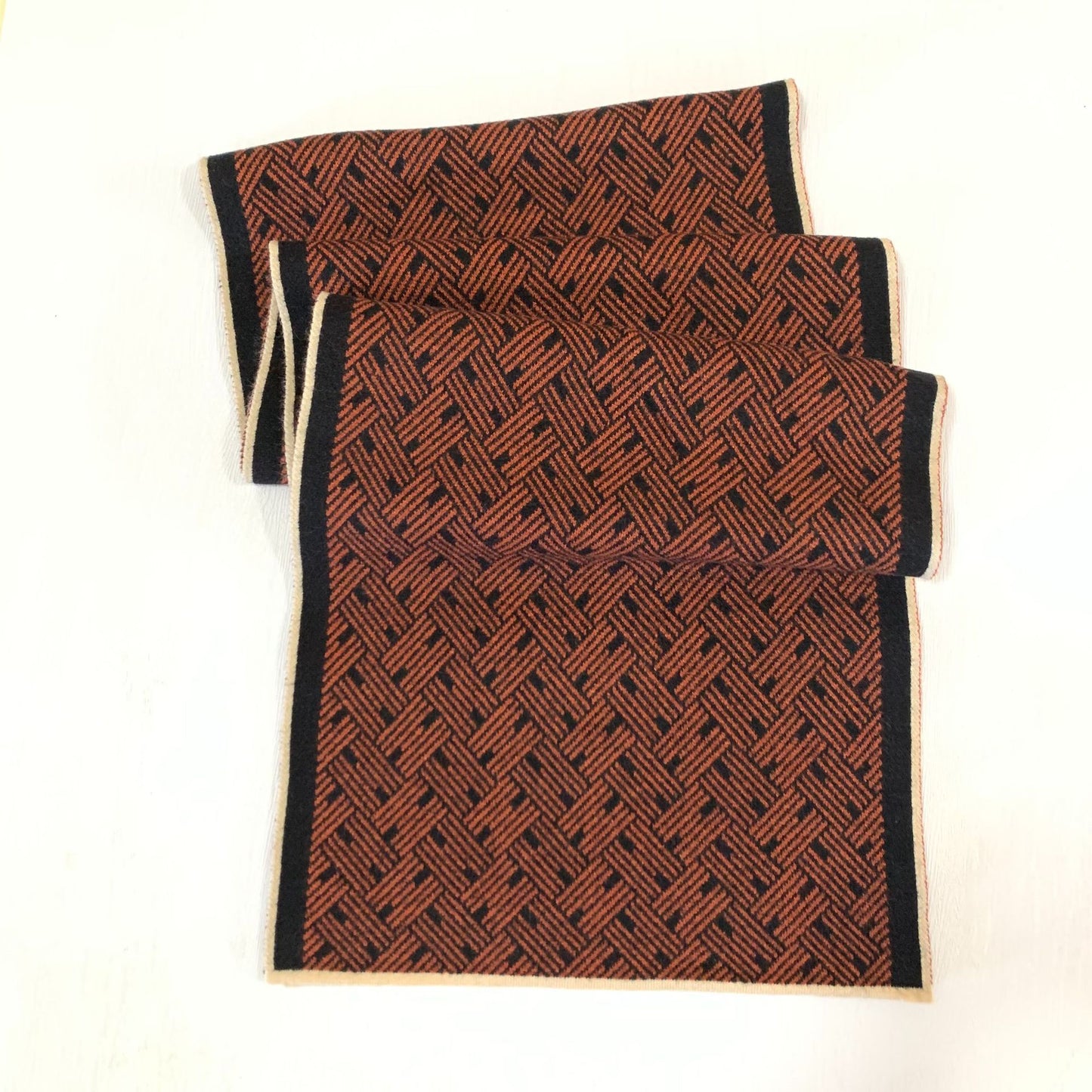 Men's Plaid Knit Scarf In Black & White, Perfect For Autumn And Winter