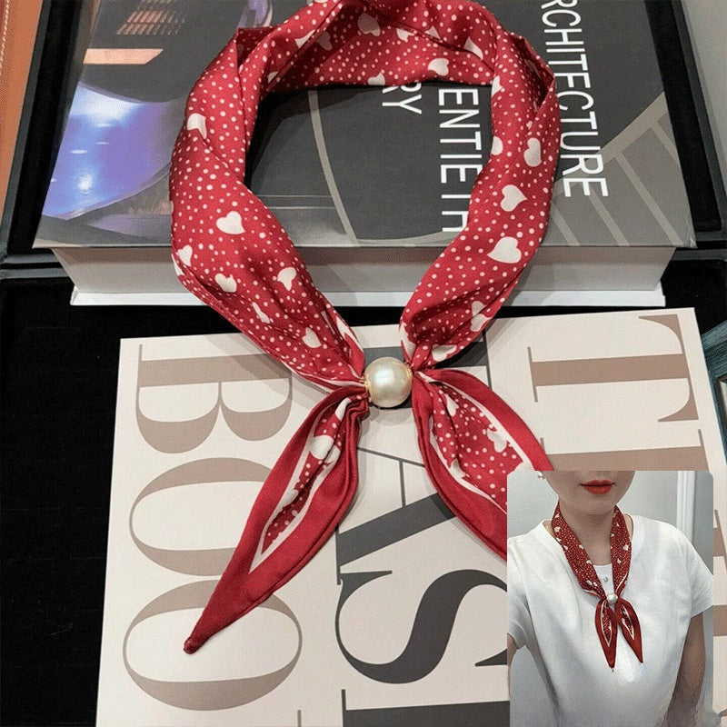 Women’s Satin Scarf Ring With Round Dots Pattern In Multicolor, Perfect For Spring Accessories