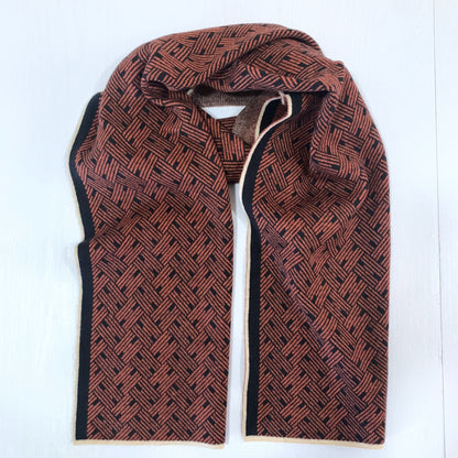 Men's Plaid Knit Scarf In Black & White, Perfect For Autumn And Winter