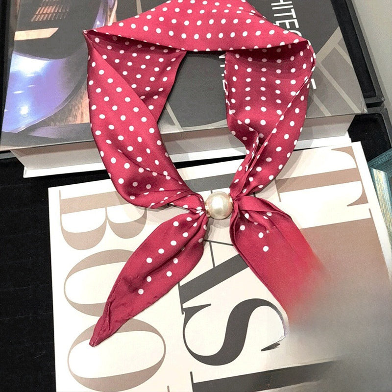 Women’s Satin Scarf Ring With Round Dots Pattern In Multicolor, Perfect For Spring Accessories