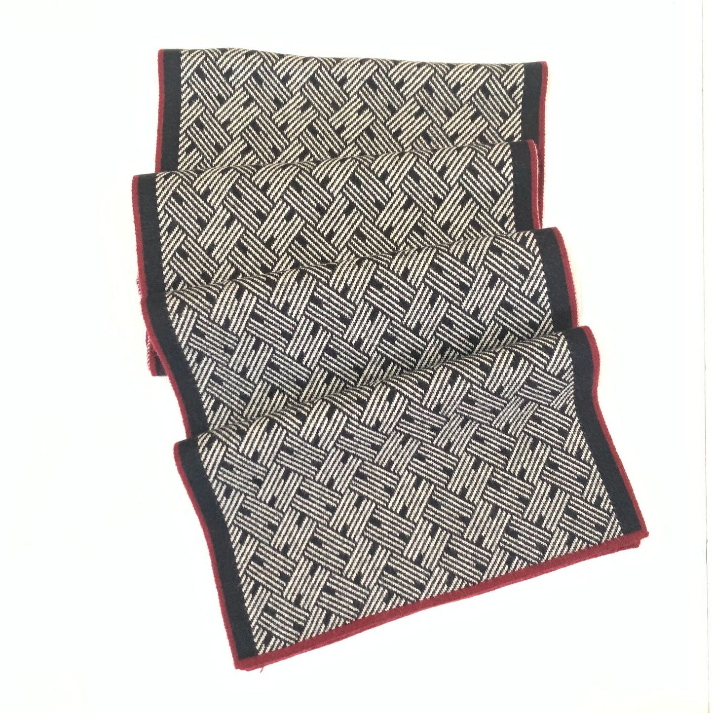 Men's Plaid Knit Scarf In Black & White, Perfect For Autumn And Winter