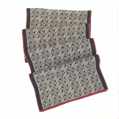 Men's Plaid Knit Scarf In Black & White, Perfect For Autumn And Winter
