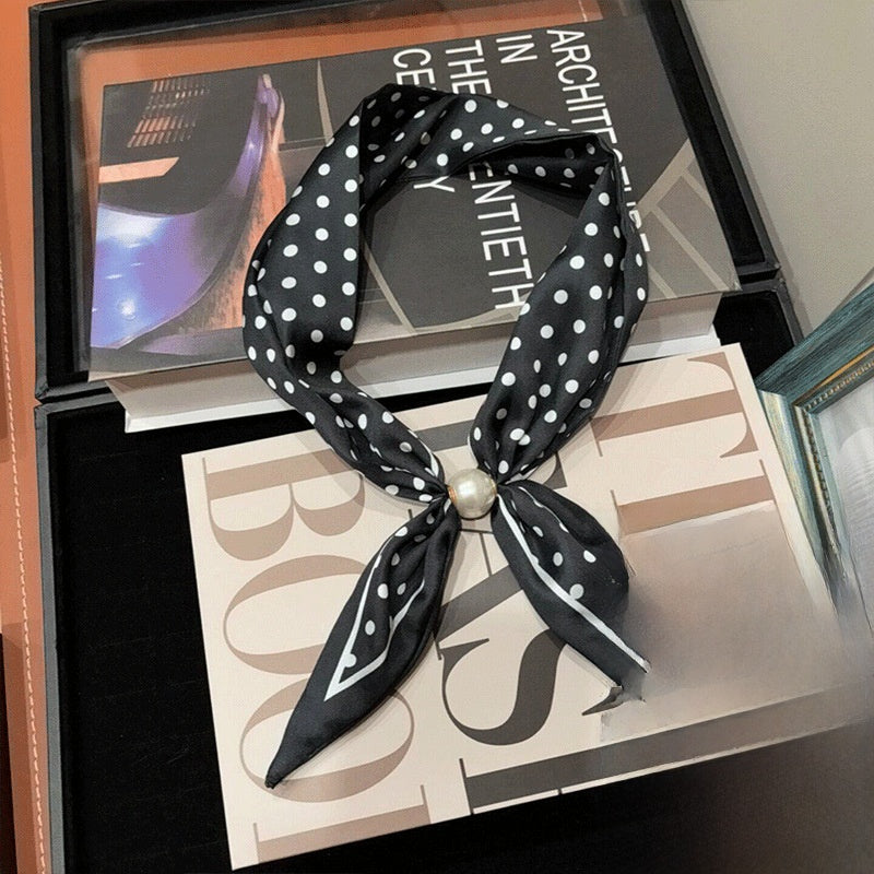 Women’s Satin Scarf Ring With Round Dots Pattern In Multicolor, Perfect For Spring Accessories