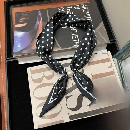 Women’s Satin Scarf Ring With Round Dots Pattern In Multicolor, Perfect For Spring Accessories