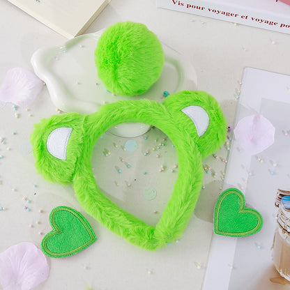 Little Bear Cartoon Style Spa Headband Made Of Cloth, Unisex, Natural Pink, 1 Set