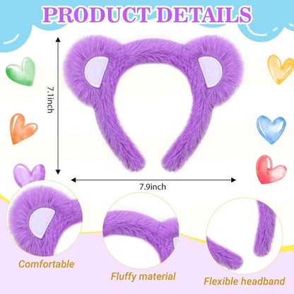Little Bear Cartoon Style Spa Headband Made Of Cloth, Unisex, Natural Pink, 1 Set
