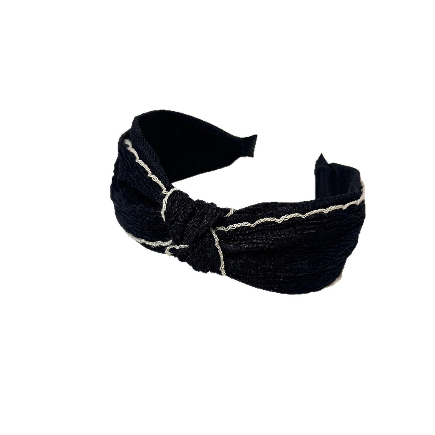 Vintage Style Bow Tie Hair Band For Women Made Of Cloth In Dyed Black
