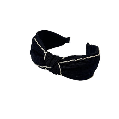 Vintage Style Bow Tie Hair Band For Women Made Of Cloth In Dyed Black
