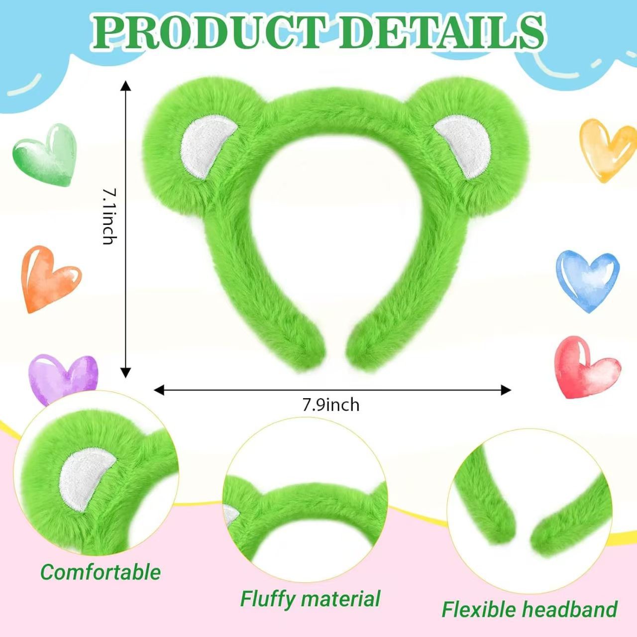 Little Bear Cartoon Style Spa Headband Made Of Cloth, Unisex, Natural Pink, 1 Set