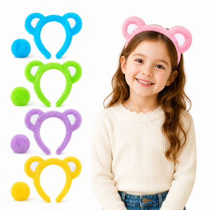 Little Bear Cartoon Style Spa Headband Made Of Cloth, Unisex, Natural Pink, 1 Set
