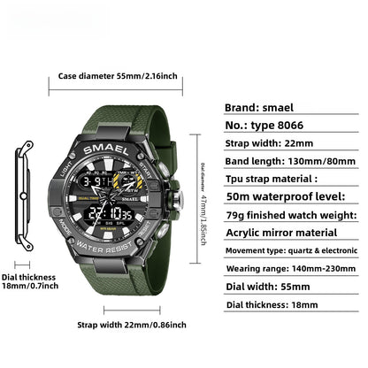 Men's Quartz Watch With Round Dial Featuring Plexiglass Mirror And TPU Strap With Pin Buckle