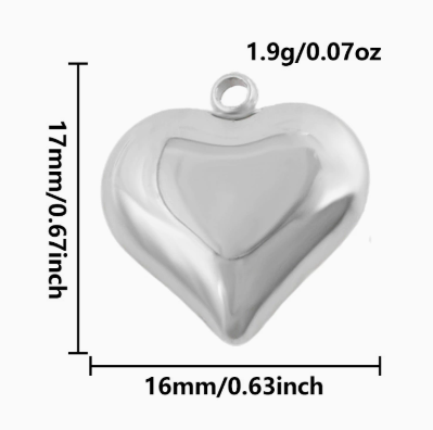 Heart Shape Pendant In 304 Stainless Steel With 0.03µm 18K Real Gold PVD Coated Electroplated Finish, 1 PCS Package
