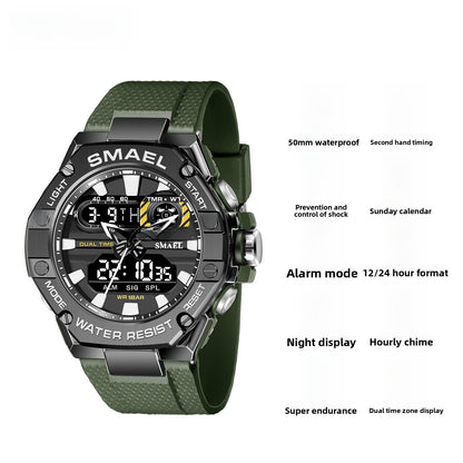 Men's Quartz Watch With Round Dial Featuring Plexiglass Mirror And TPU Strap With Pin Buckle
