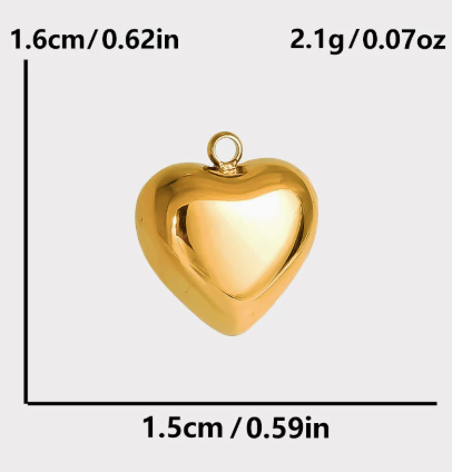 Heart Shape Pendant In 304 Stainless Steel With 0.03µm 18K Real Gold PVD Coated Electroplated Finish, 1 PCS Package