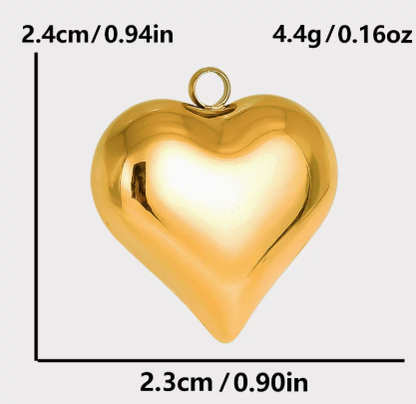 Heart Shape Pendant In 304 Stainless Steel With 0.03µm 18K Real Gold PVD Coated Electroplated Finish, 1 PCS Package