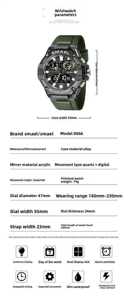 Men's Quartz Watch With Round Dial Featuring Plexiglass Mirror And TPU Strap With Pin Buckle