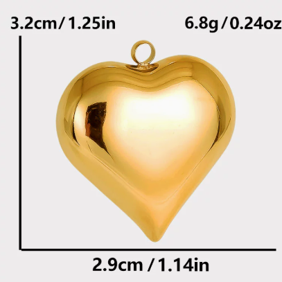 Heart Shape Pendant In 304 Stainless Steel With 0.03µm 18K Real Gold PVD Coated Electroplated Finish, 1 PCS Package