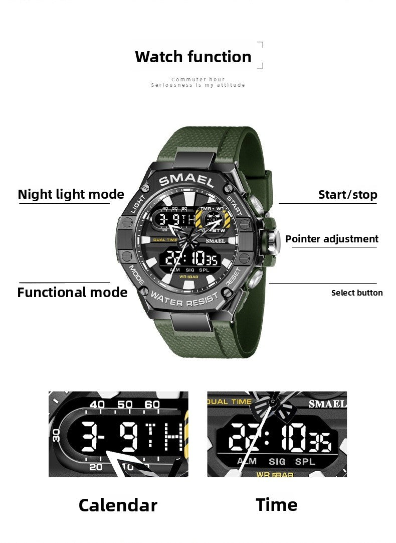 Men's Quartz Watch With Round Dial Featuring Plexiglass Mirror And TPU Strap With Pin Buckle