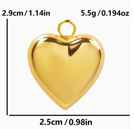 Heart Shape Pendant In 304 Stainless Steel With 0.03µm 18K Real Gold PVD Coated Electroplated Finish, 1 PCS Package